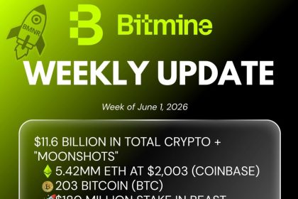 Bitmine Immersion Technologies (BMNR) Announces ETH Holdings Reach 5.42 Million Tokens, And Total Crypto And Total Cash Holdings Of $11.6 Billion